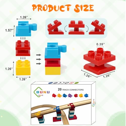 wooden train track accessories 20 pcs wooden track connector compatible with all major brands wood train track christmas birthday gift for boys girls train toys expansion pack for kids ages 3