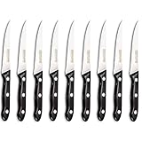 BERIZZA Juego de 9 Cuchillos de Carne de Mesa con Mango Negro, Hoja de Acero Inoxidable, Diseño Elegante, Cuchillo Bistec, Chuletero, Cuchillo Barbacoa, apto para lavavajillas.
