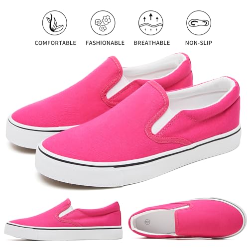 Image of Women's Canvas Slip On Sneakers Non Slip Loafers | low top non slip on walking breathable casual comfortable fashion tennis