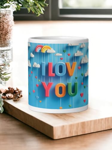 Image of Better Gift Flowers I Luv You Cloud Design Mug, Round Shaped Multicolor Themed Coffee Mugs, Mug for Gifting, Gifting Items for Family, Friends & Closed Ones