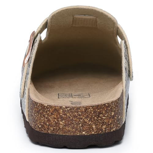 Image of KIDMI Unisex Vegan Suede Clogs Leather Mules Womens Mens Cork Footbed Potato Shoes with Arch Support