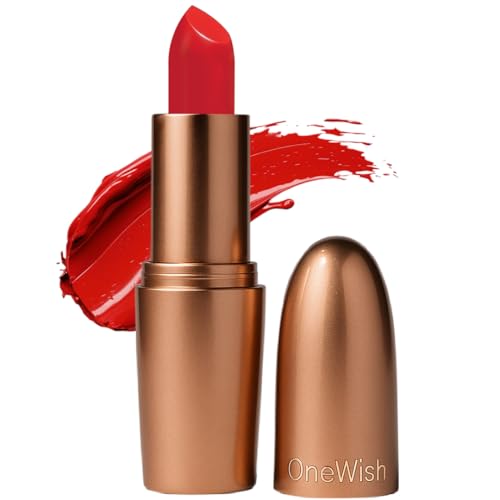Image of One Wish Creamy Matte Lipstick - Red Flag Shade 27 | Long Lasting | Full Coverage | Creamy Formula | High Pigment | SPF | Enriched with Vitamin E, Almond Oil & Shea Butter | 8 Hrs Wear | Smooth Finish | 3.8 gm