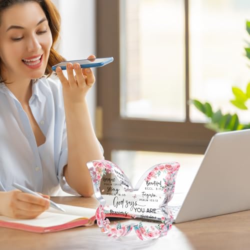 Christian Gifts for Women Friends Birthday Butterfly Inspiration Religious Valentines Gifts for Women Mom Sister Coworker God Says You Are Gift Catholic Encouragement Faith Based Desk Decor Plaque
