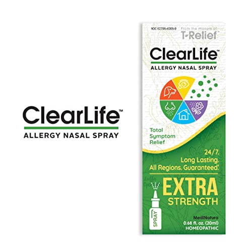 Clearlife Extra Strength Multi-System Allergy Relieving Nasal Spray Mist - 8 Powerful Homeopathic Actives Provide Potent Maximum Congestion, Itchiness & Sinus Pressure Relief - Non-Drowsy - 0.68 Oz #TOP5