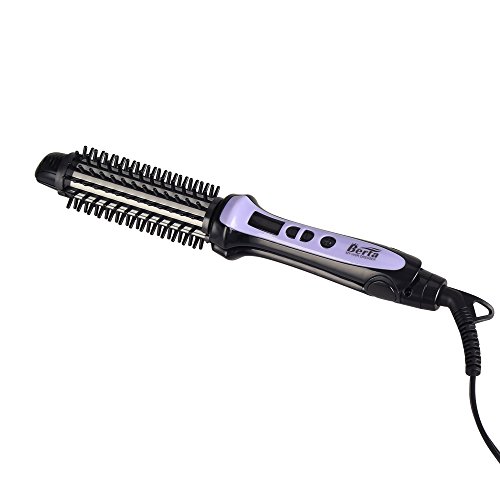 Berta 3In1 Hair Brush Iron Hair Straightener Curling Iron Roll Brush Tourmaline Ceramic Flat Iron Negative Ionic Hot Brush Anti Scald Curler, Dual Voltage & Auto Shut Off #TOP7
