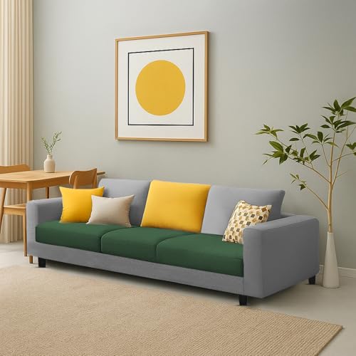 Image of Galib 3 Seater Sofa Set for Living Room (Green Grey Fabric) Premium Fabric Sofa Set