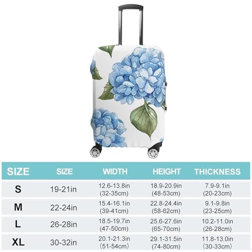 Blue Hydrangea Pattern Elastic Luggage Cover Suitcase Protector for 19-32 Inch Suitcases | Universal Stretchable Travel Bag Cover | Anti-Scratch, Washable with Zipper Closure S2
