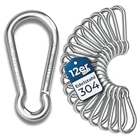 Der Traum 12 Stück Karabinerhaken Edelstahl, 5 x 50mm – Karabiner mit Belastbarkeit von 110 KG – Ideal für Schlüsselanhänger, Camping, Wandern, Reisen, Angeln, Rucksack (Silber)