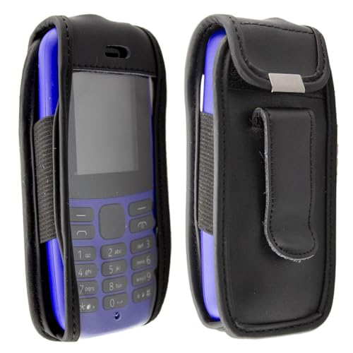 caseroxx Borsa in pelle con clip da cintura per Nokia 6610/7210, Funda carcasa vera pelle (con finestra trasparente) in nero