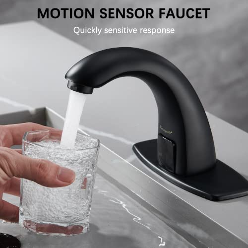 Charmingwater B09W5RLW15_CA NARF Touchless Bathroom Sink Faucet, Motion Automatic Sensor Faucet With Hole Cover Plate, Matte Black thumb #6