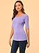 Allegra K Women's Half Sleeves Scoop Neck Fitted Layering Top Soft T-Shirt Small Lavender