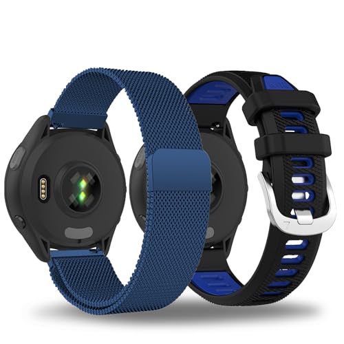 TopPerfekt Garmin Forerunner 265�p �r���v�o���h �\�t�g�V���R�� �X�|�[�c�����p�X�g���b�v �X�e�����X�X�`�[���o���h Forerunner 570 47mm/255/265-Music�p Venu 2/3 (22mm) - 