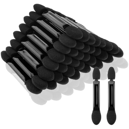 100 Stück Einweg Lidschatten Applikator Doppelseitige Lidschatten Pinsel Schwarz Lidschattenpinsel Einweg Eyeshadow Brush Lidschatten Schwammpinsel für Damen Mädchen Lidschatten Make Up