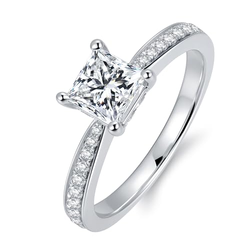 Moissanite Rings 1 Carat Princess Cut Moissanite Ring D Color VVS1 Solitaire Moissanite Engagement Rings for Women2