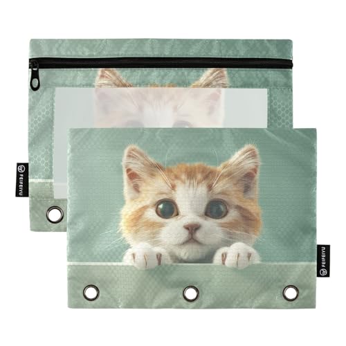 Simpatici astucci a forma di gattino con finestra trasparente astuccio morbido con e occhielli a 3 anelli per riporre articoli per scuola e ufficio multicolore