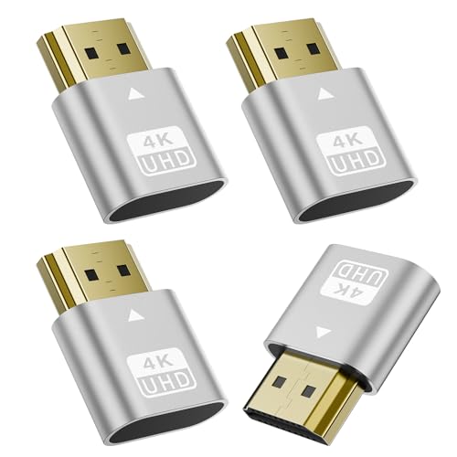 BMKZAYR 4 Pack HDMI Dummy Plug 4K HDR Virtual Monitor EDID Emulator 4K@60Hz 2K@60Hz 1080P@120Hz Virtual Monitor Emulator HDMI Headless Adapter for Remote PC Laptop with Windows Mac OSX Linux
