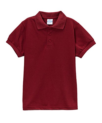 Image of unik Boy's Premium Quality Pique Polo Uniform Shirt Short Sleeve White Sky Blue Navy Hunter Green Burgundy Black Red