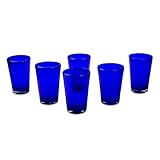 NOVICA Artisan Crafted Hand Blown Blue Recycled Glass Water Glasses, 16 oz. 'Cobalt Angles' (set of 6)
