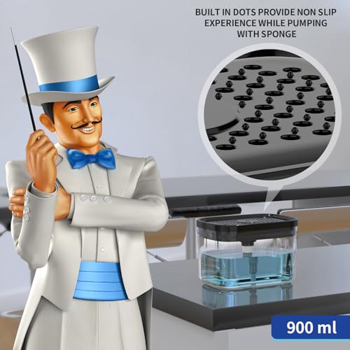 MR.SIGA Dish Soap Dispenser for Kitchen,2 in 1 Premium Soap Dispenser and Sponge Holder, Dishwashing Soap Pump Dispenser for Kitchen Countertop, Black - Cosy Home Interiors MR.SIGA Dish Soap Dispenser for Kitchen,2 in 1 Premium Soap Dispenser and Sponge Holder, Dishwashing Soap Pump Dispenser for Kitchen Countertop, Black - Image 2