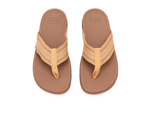 Image of FitFlop Women's SURFA Stripe-Webbing Toe-Post Sandals | Lightweight Flip Flops with Cushioned Comfort, Arch Support & Grip
