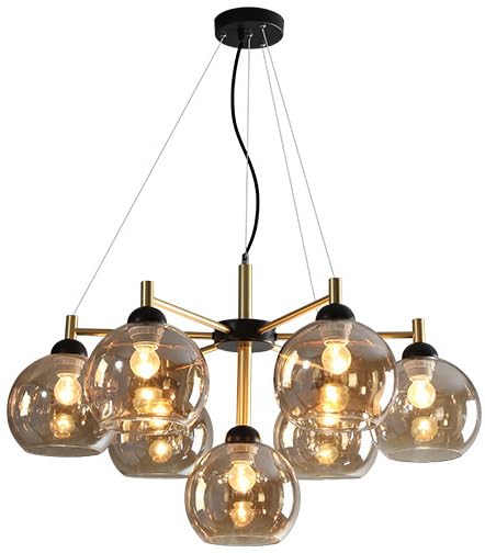 Lustre araignée bulles de verre ambre suspension pour salle à manger chaleureuse