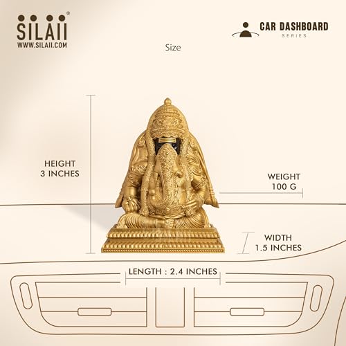 Image of SILAII Pillayarpatti Karpaga Vinayagar Car Dashboard Idol - 3 Inch Gold | Miniature Ganesh Statue for Car Interior Decor | Ganesha Idols for Home & Office | Spiritual Gift & Decorative Ganesha Idols