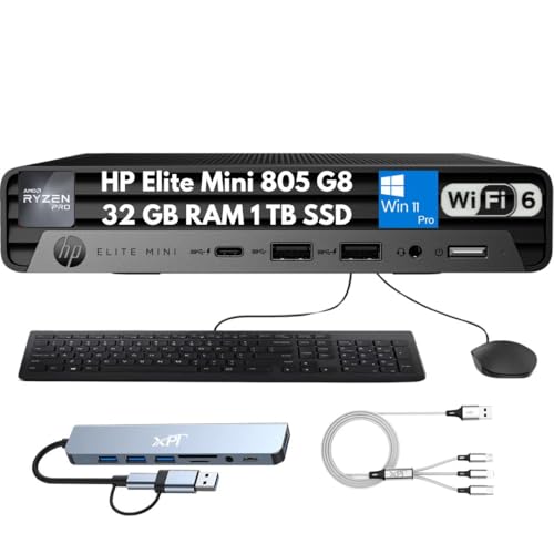 Elite Mini 805 G8 Mini Desktop 2025AAMD Ryzen 5 PRO 5650G (6RA)A32GB RAMA1TB SSDA4KfBXvCΉAÉAhbLOXe[VAWi-Fi 6AC[TlbgAL[{[