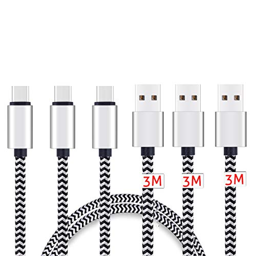 Ailun 3 Stück 3m USB C Kabel auf USB A Ladekabel, sehr Beständig Datenkabel für USB Typ C Geräte Inklusive Galaxy S8, S9,S10, S20, MacBook, Huawei, Sony XZ, LG V20 G5 G6, HTC 10, Xiaomi 5 usw.
