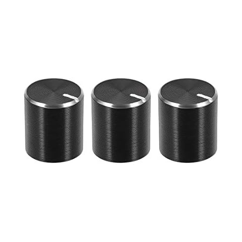 sourcing map 3Stk. Potentiometer Knopf Rändelwelle Aluminium Volumen Regelknopf 6mm Wellendmr. 10mmx10mm schwarz Cover