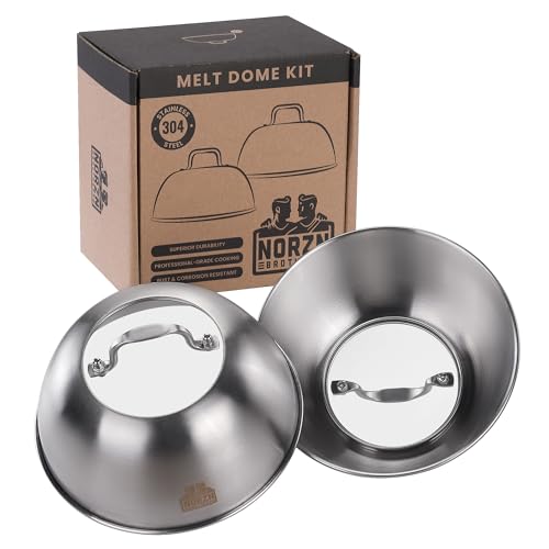 Norzn Brothers® Campana Barbecue con Finestra Trasparente (2 pezzi) – Cupola per Hamburger e Formaggio, Tappo Barbecue in Acciaio Inox 304, Certificata EU Contatto Alimentare, Garanzia 10 Anni