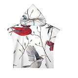 Chickwin Motif de Oiseau 3D Poncho à Capuche Enfants Microfibre Serviette avec Capuche Robe de Plage Peignoir de Bain Poncho de Natation pour Garçons et Filles (Bourgeon,60x80cm)