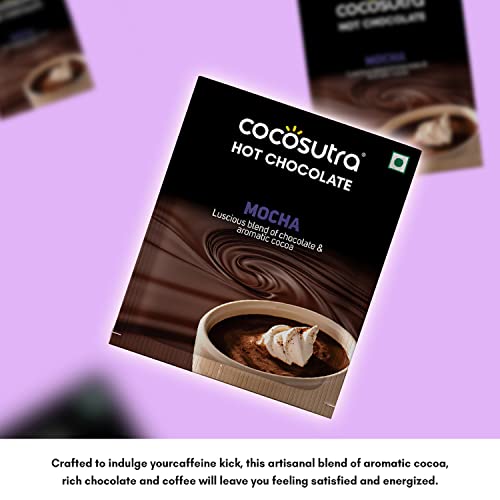 Image of COCOSUTRA Drinking Chocolate Mix | Mocha | 20 Single-Serve Sachets (20g Each) | Vegan & Gluten Free | No Preservatives | Enjoy Hot or Cold | Ready in 2 Minutes | 400g (Pack of 2)