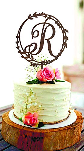 Delia32Agnes R Cake Topper Initial Cake Topper Letter R Cake Topper Monogram Cake Topper Cake Toppers for Wedding Custom Cake Topper Rustic Wedding Cake