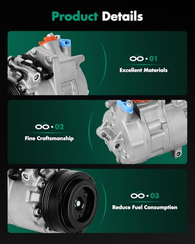 Image of SCITOO AC Compressor fit for BMW X5 4.4L 2004-2006 | Fast Cooling, Ultra Low Noise (≤72 dB)Air Conditioner Compressor with Clutch, Easy Installation, 64526917864 64529158039