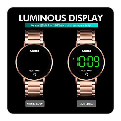 Gosasa Touch Screen Digital LED Waterproof Men Womens Sport Casual Stainless Steel Wrist Watch3