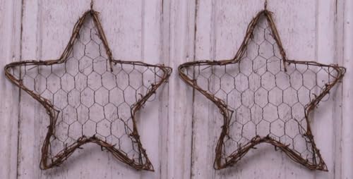 Rustic Chicken Wire Star Wall Decor Set (8)