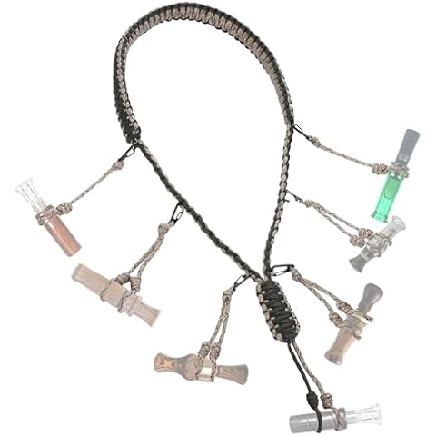 PAMASE Duck Call Lanyard - 12 Loops Duck Whistle Hunting Accessories with 10 Removable Loops, Camo Woven Goose Call Carry, Christmas Outdoor Predator Gear Gifts for Hunter - Without Duck Call Cover