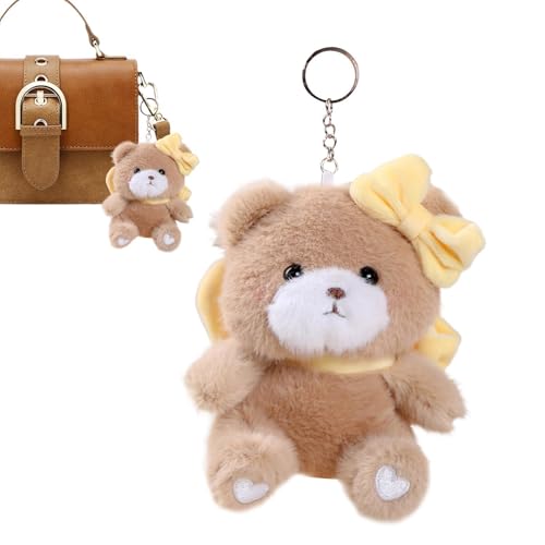 Plusch Schlusselanhanger Ba - 13cm Niedlicher Kuschelba Taschenanhanger, Kreativer Schleifenba Pluschtier Anhanger, Flauschiger 