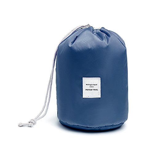 Huluwa Toiletry Bag, Multifunctional Bucket Cosmetic Bag, Waterproof Travel Makeup Pouch, Large Capacity Toiletry Organizer Storage Drawstring Bag, Dark Blue