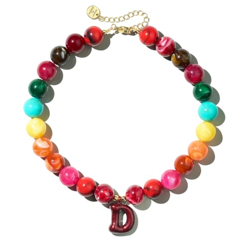 DoDoBeads Chunky Colorful Beaded Initial Necklace, Bubble Letter Choker by DoDoBeads - Used condition - US$12.29