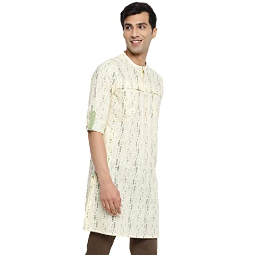 Image of Fabindia Men's Cotton Printed Slim Kurta
