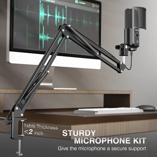 Image of FIFINE T669PRO1 USB Studio Recording Microphone for Podcast, Singing | Cardioid Condenser Mic, 16MM Large Diaphragm, Mute Button, Gain Knob, Pop Filter, Metal Boom Arm, Content Creation, Streaming