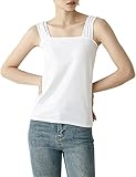 [Amazon限定ブランド] Augmap タンクトップ レディース 綿 キャミソール インナー ブラ紐隠しインナー 重ね着 タンク トップス ノースリーブ ルームウェア 部屋着 シンプル 白 黒 ストレッチ 春 夏 (M, ホワイト)