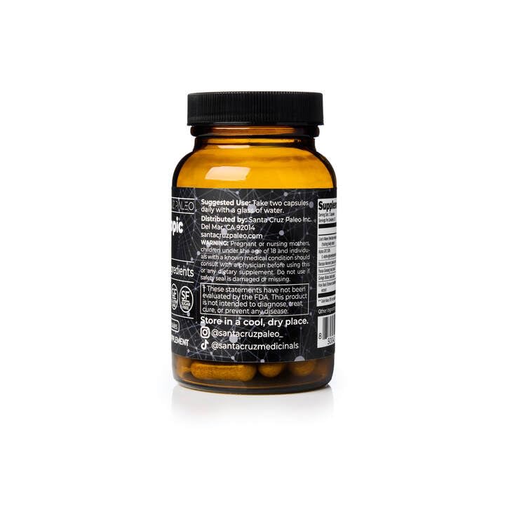 Image of Santa Cruz Paleo Nootropic Capsules - Lions Mane, Alpha GPC, Panax Ginseng & Ginkgo Biloba for Focus, Memory, Mental Clarity & Energy - Keto, Paleo, Gluten Free Brain Supplement, 60 Caps