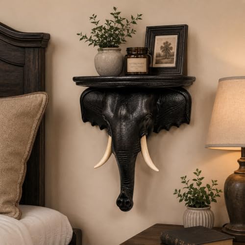 LEKUVIA Elephant Head Wall Sculpture Shelf, 1 Pack Brown - Image 2