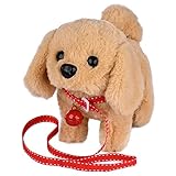 WorWoder Plush Golden Retriever Toy Puppy Electronic Interactive Pet Dog - Walking, Barking, Tail Wagging, Stretching Companion Animal for Kids (Golden Dog)