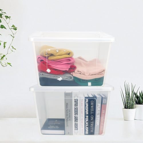 Uyorm 56 Quart Ultra Latch Box Large Storage Bins Waterproof Utility Tote Organizing Container Box With Buckle Lid Collapsible Clear Plastic Storage Box For Clothes And Bedding Transparent thumb #4