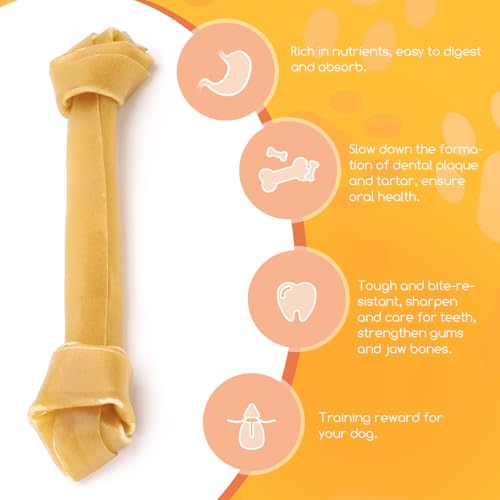 Nobleza 100% Natur Kauknochen Hundeknochen Speziell, aus Gepresster Rinderhaut, Geknotete Kauknochen für Mittelgroße und Große Hunde, 1 Stück 30 cm / 180g, Qualitätskauartikel ohne Chemie