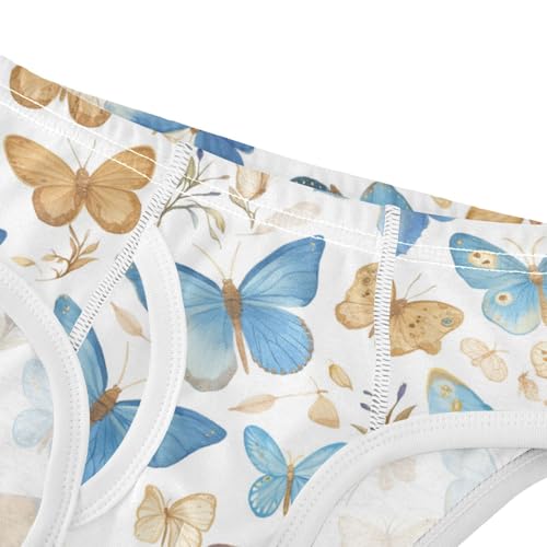 Wusikd Watercolor Blue Boys' Underwear Cotton Brown Butterfly Boys Briefs Soft Toddler Underwear 2T4