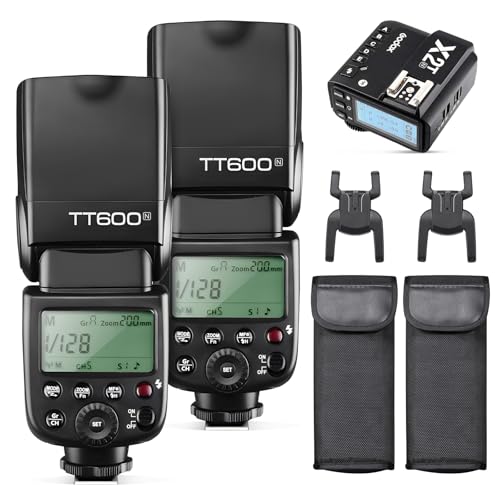 Godox 2X TT600 HSS 2.4G Wireless Master/Slaver Flash Speedlite & Receiver Godox X2T-N Remote Trigger Transmitter Kit Built-in godox X System Compatible for Nikon Cameras